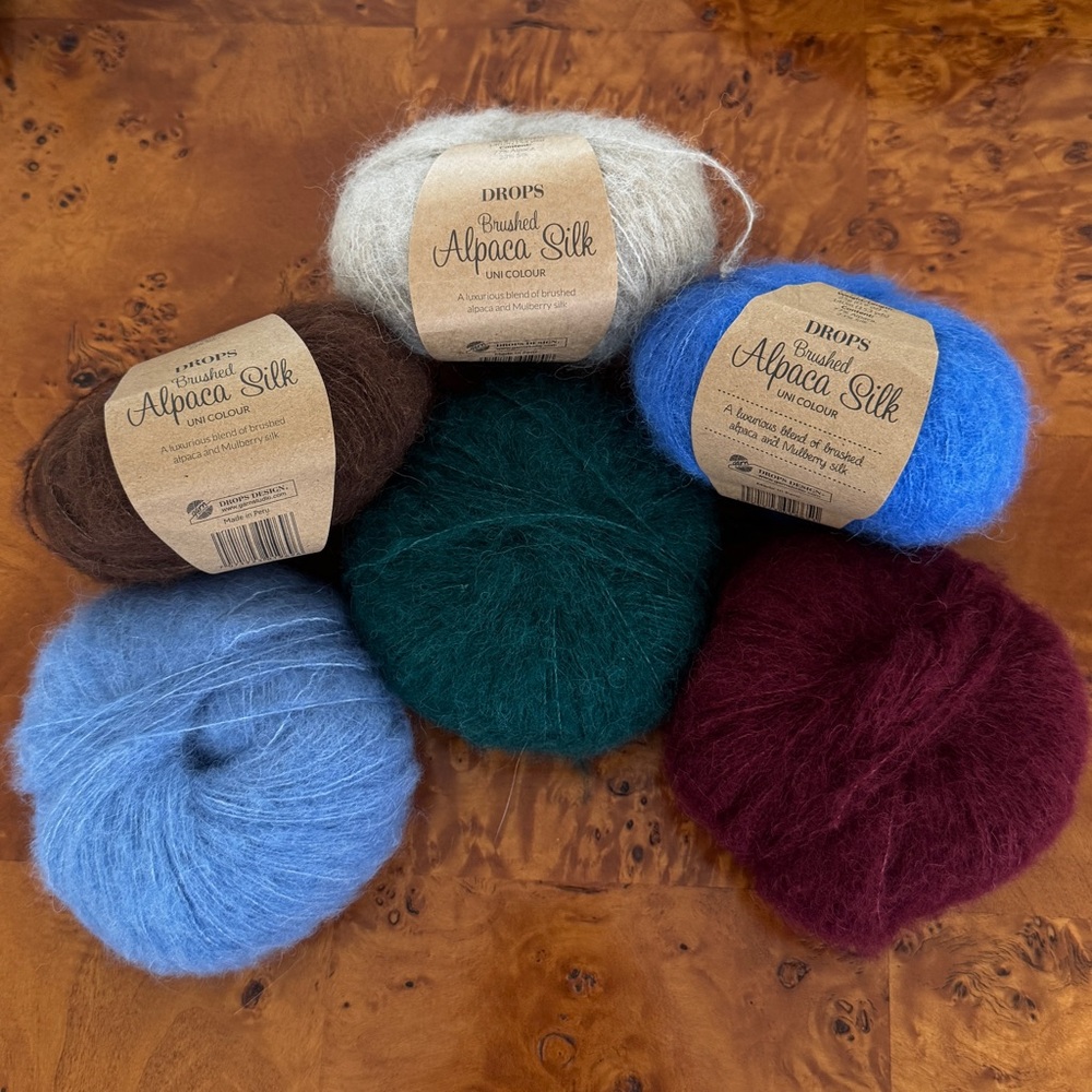 Lot of 6 DROPS Brushed Alpaca Silk Yarn